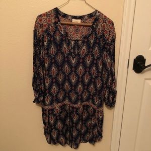 Drop waist dress with tie